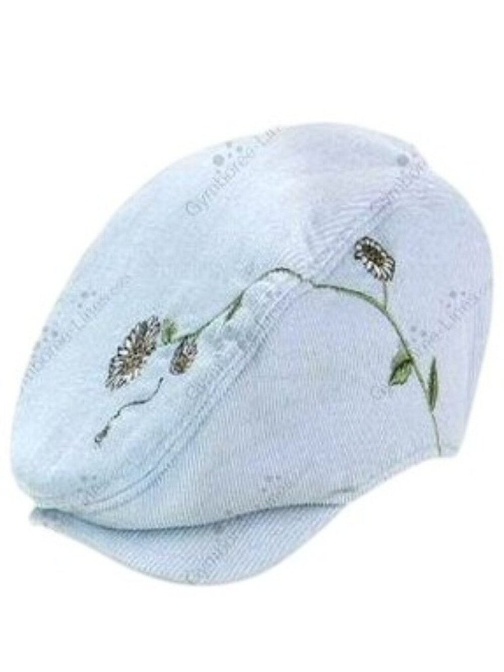 Gymboree S M Sunflower Fields Embroidered Light Blue Corduroy Newsboy Cap